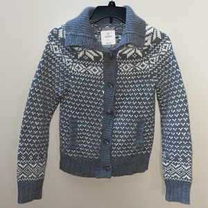 Aerie Snowflake Button Down Sweater Wool Rabbit